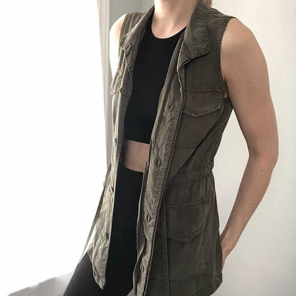 XS Mossimo Utility Style Vest Army Green - Picture 3 of 7